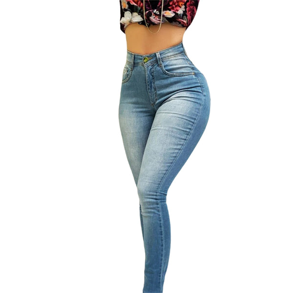 Women High Stretch Skinny Denim Jeans Cropped Pencil Pants Washed High Waist Demin Jeggings Ladies Spring Autumn Trousers Jeans