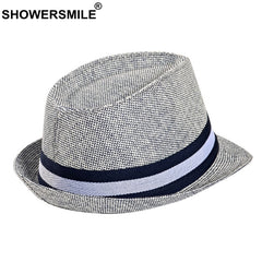 SHOWERSMILE grey jazz Hats men classic patchwork