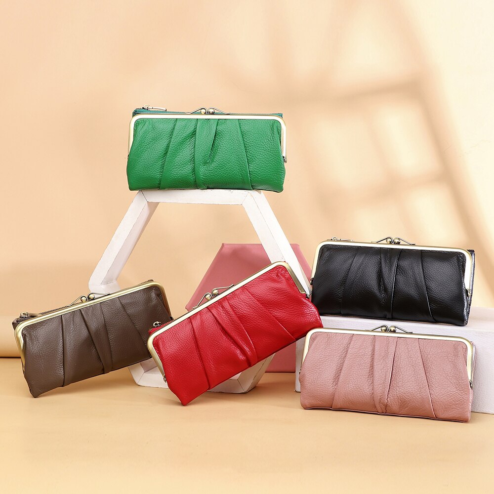 Unishow Genuine Leather Women Wallet Long Clip Women Purse Clutch Brand Designer Cow Leather Ladies Wallet Female Phone Purse