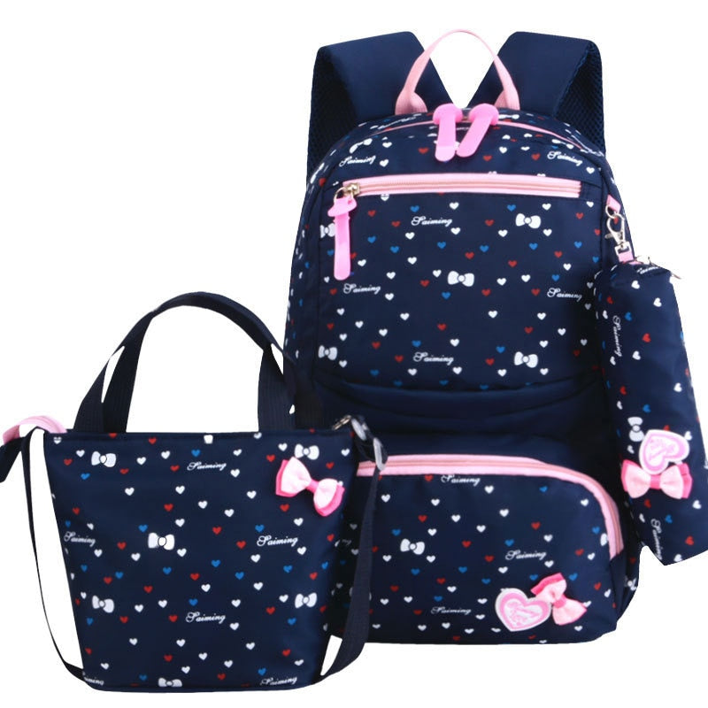 3pcs/set Printing School Bags Backpack Schoolbag fashion kid  lovely