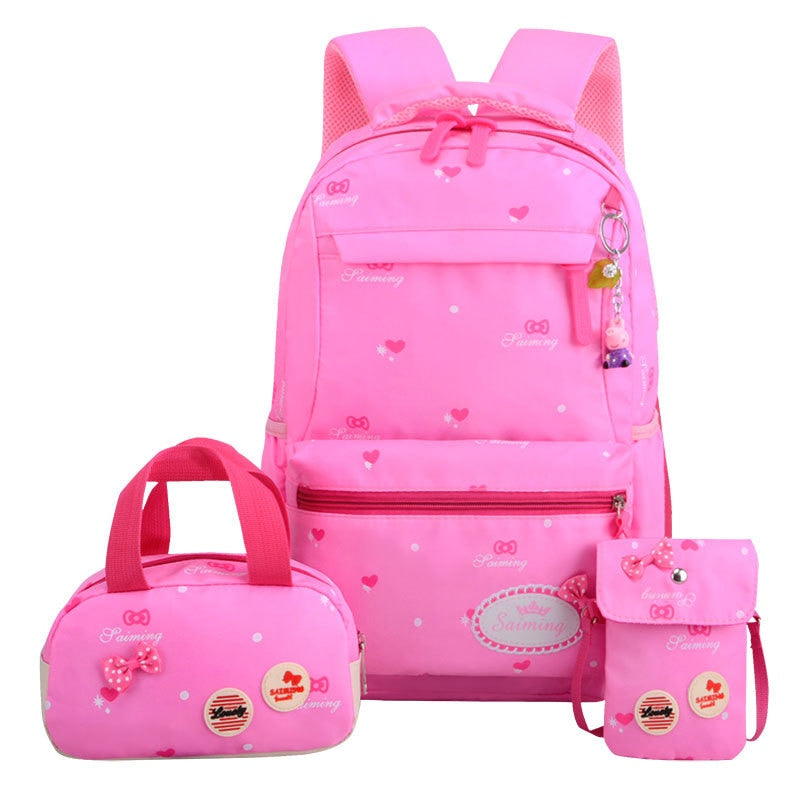 3pcs/set Printing School Bags Backpack Schoolbag fashion kid  lovely