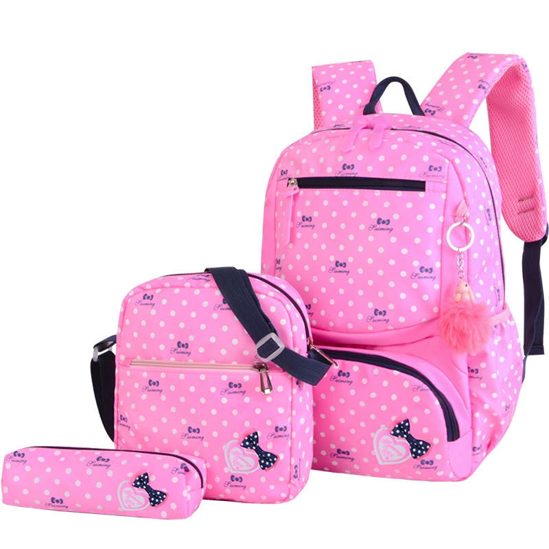3pcs/set Printing School Bags Backpack Schoolbag fashion kid  lovely