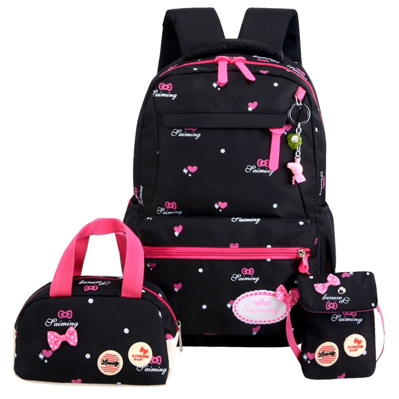 3pcs/set Printing School Bags Backpack Schoolbag fashion kid  lovely