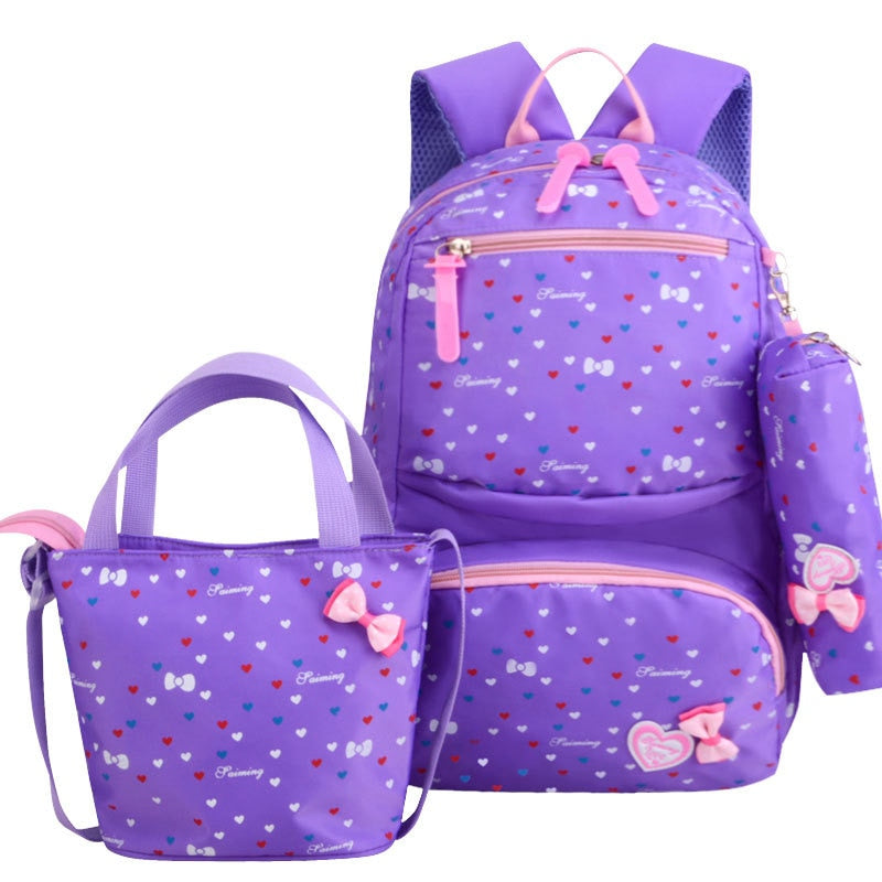 3pcs/set Printing School Bags Backpack Schoolbag fashion kid  lovely