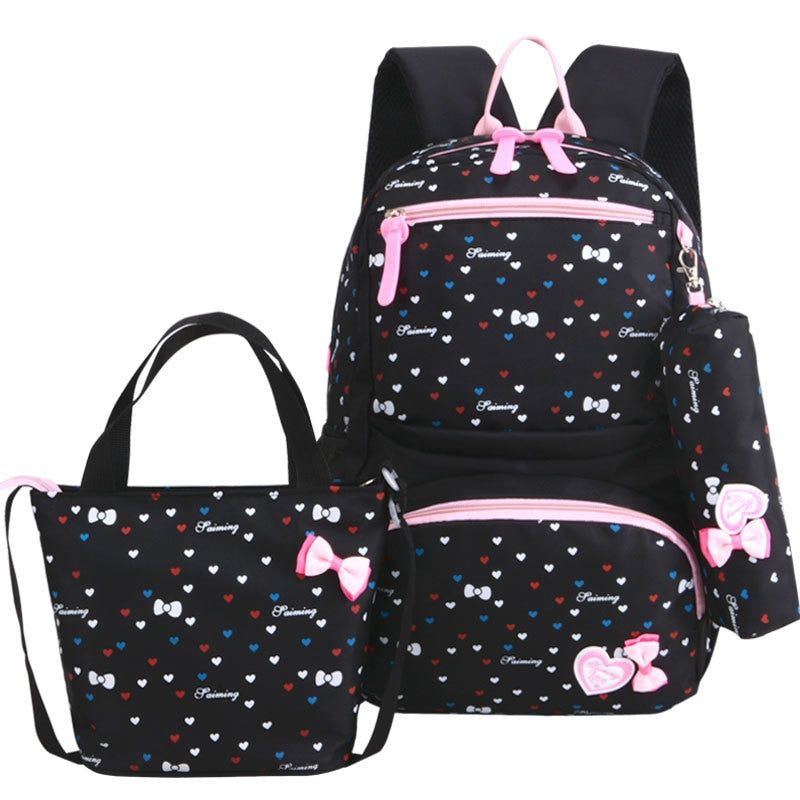 3pcs/set Printing School Bags Backpack Schoolbag fashion kid  lovely