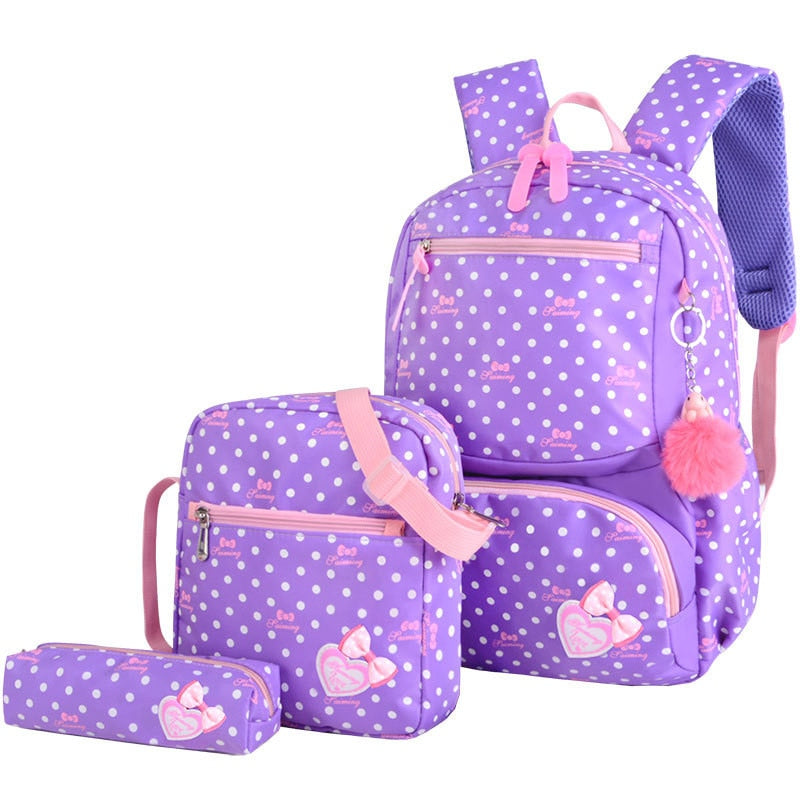 3pcs/set Printing School Bags Backpack Schoolbag fashion kid  lovely
