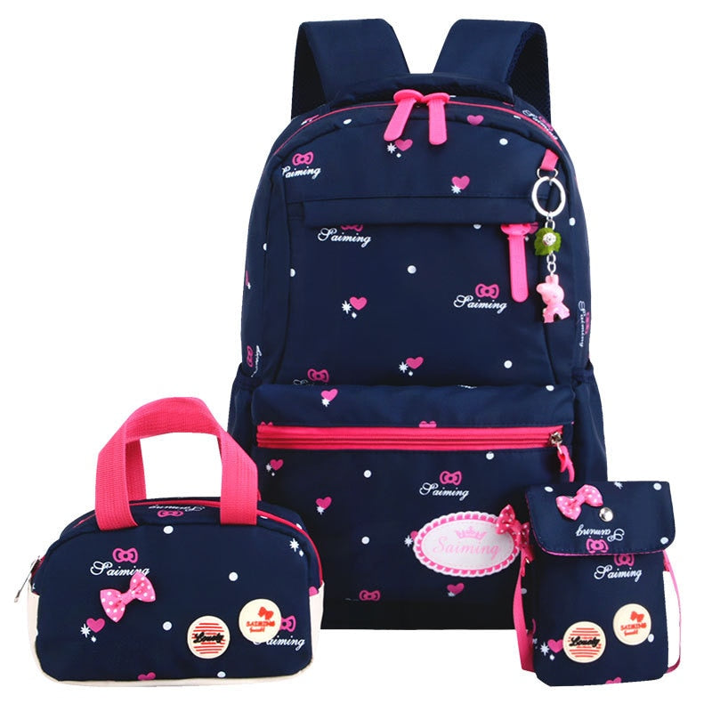 3pcs/set Printing School Bags Backpack Schoolbag fashion kid  lovely