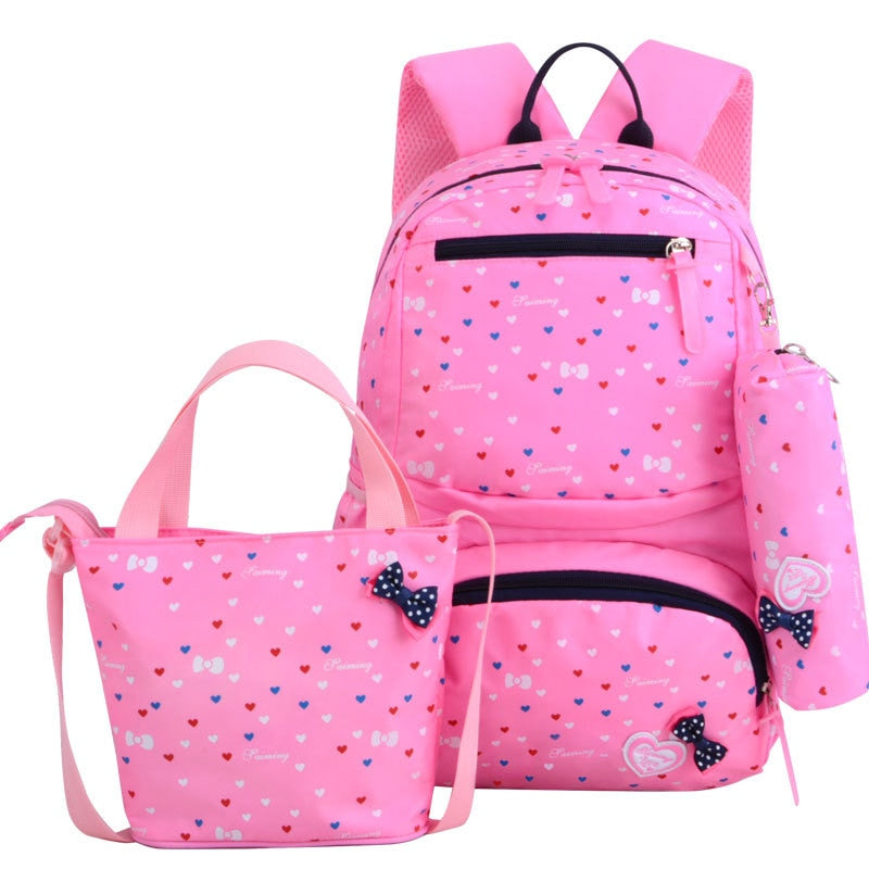 3pcs/set Printing School Bags Backpack Schoolbag fashion kid  lovely