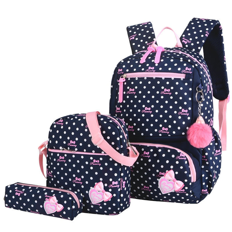3pcs/set Printing School Bags Backpack Schoolbag fashion kid  lovely