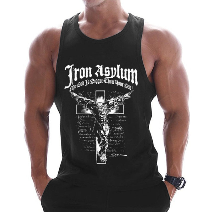 Casual Printed Tank Tops Men Bodybuilding Sleeveless Shirt Cotton Gym Fitness Workout Clothes Stringer Singlet Male Summer Vest