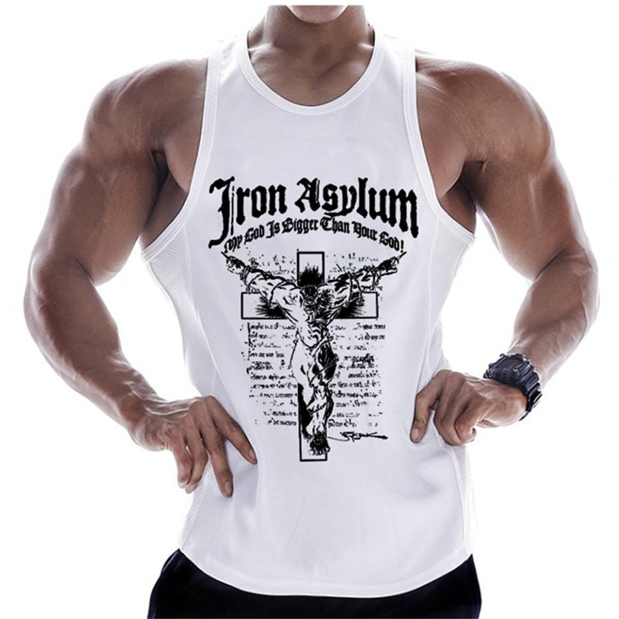 Casual Printed Tank Tops Men Bodybuilding Sleeveless Shirt Cotton Gym Fitness Workout Clothes Stringer Singlet Male Summer Vest