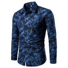 Summer Spring Men's Shirt Printed Casual Long Sleeved Shirt