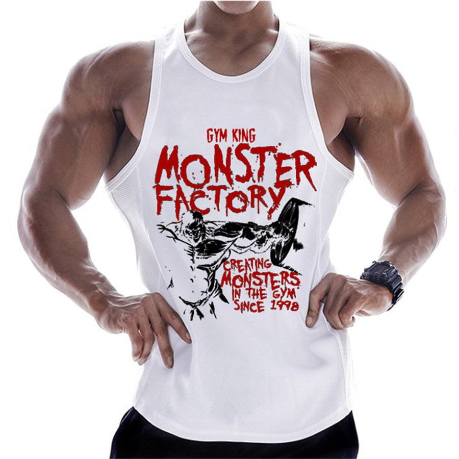 Casual Printed Tank Tops Men Bodybuilding Sleeveless Shirt Cotton Gym Fitness Workout Clothes Stringer Singlet Male Summer Vest
