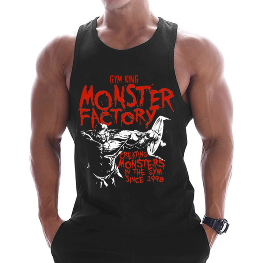 Casual Printed Tank Tops Men Bodybuilding Sleeveless Shirt Cotton Gym Fitness Workout Clothes Stringer Singlet Male Summer Vest