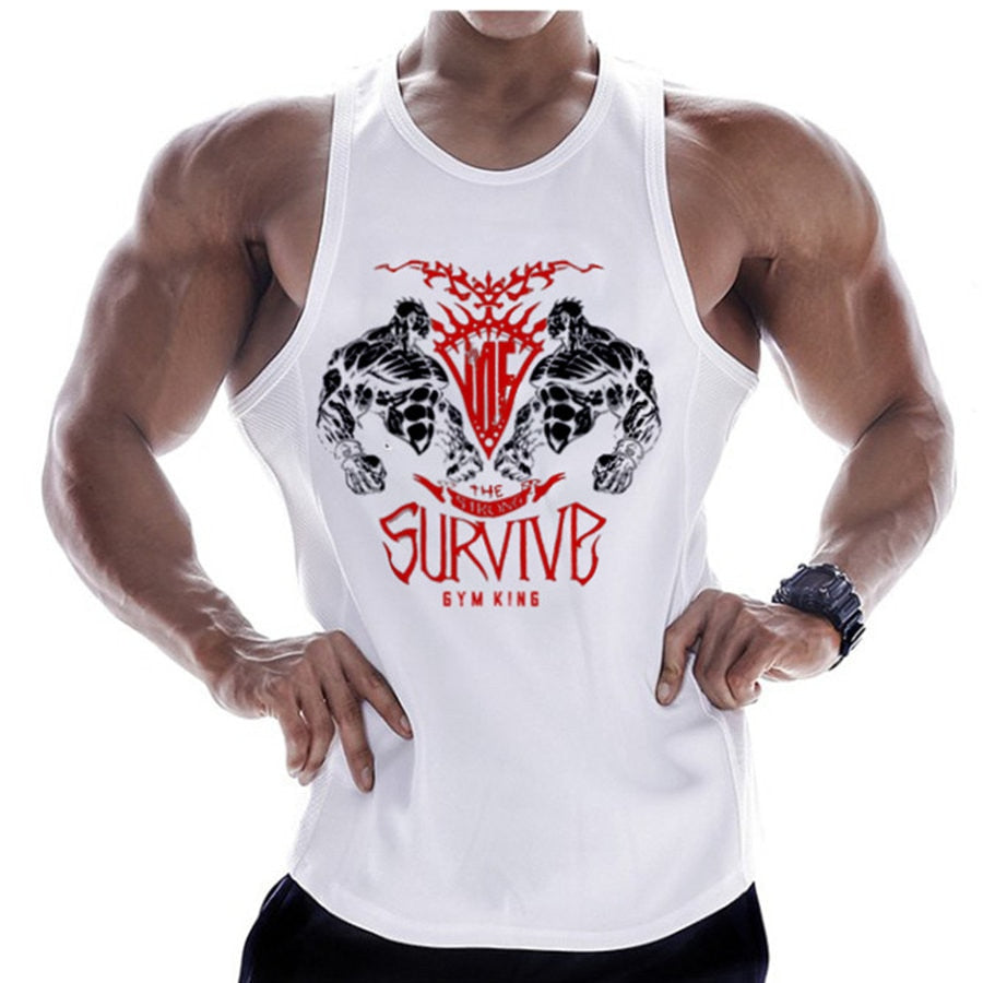 Casual Printed Tank Tops Men Bodybuilding Sleeveless Shirt Cotton Gym Fitness Workout Clothes Stringer Singlet Male Summer Vest