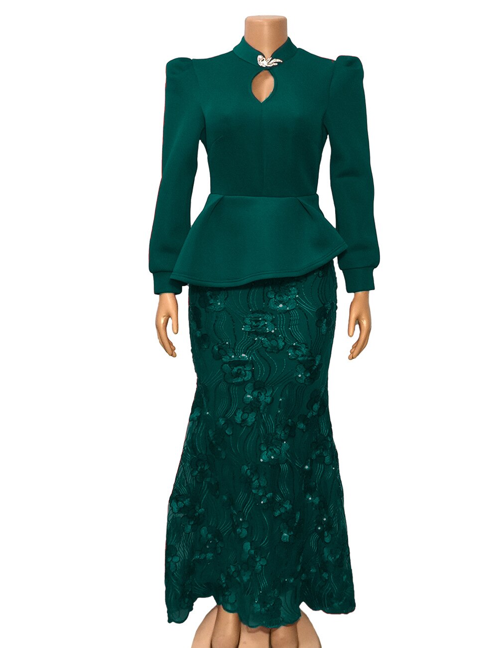 VAZN New chic 2020 spring sexy lady 3 colors long dress full sleeve ruffles ankle-length trumpet dress lady special party dress