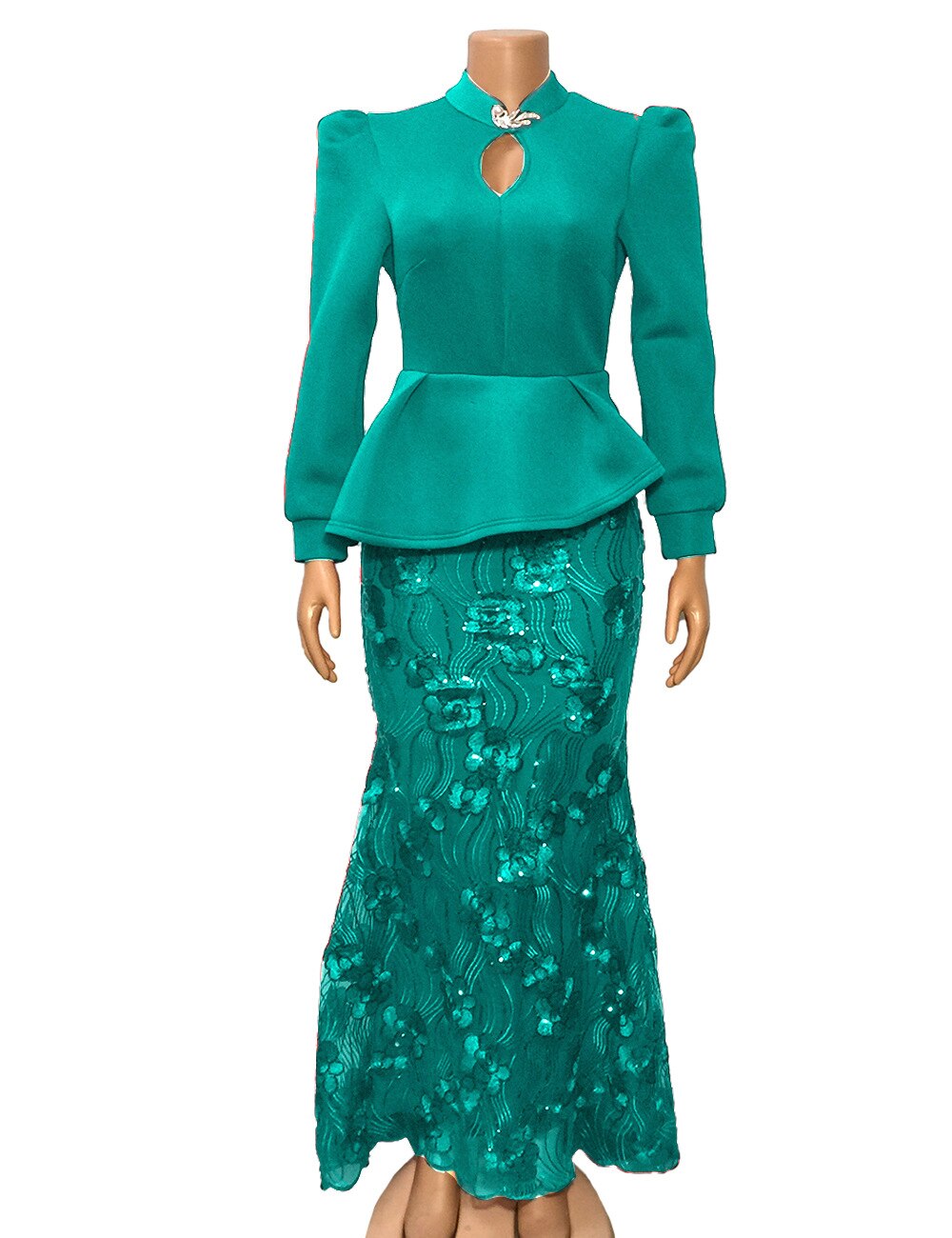 VAZN New chic 2020 spring sexy lady 3 colors long dress full sleeve ruffles ankle-length trumpet dress lady special party dress