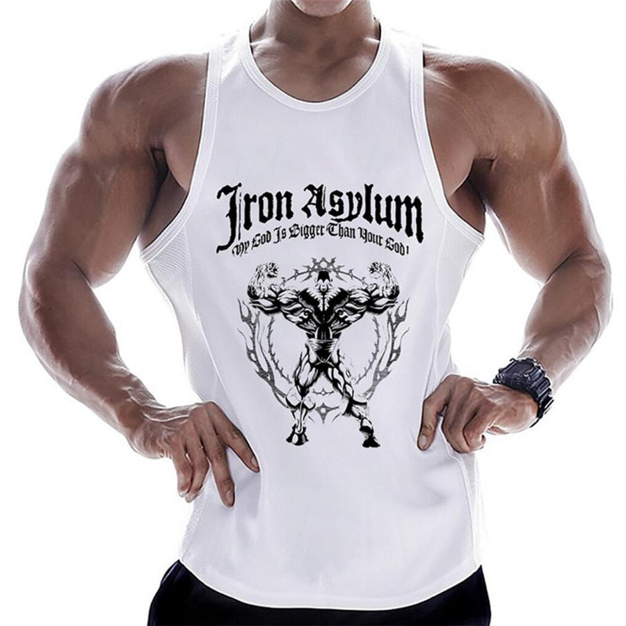 Casual Printed Tank Tops Men Bodybuilding Sleeveless Shirt Cotton Gym Fitness Workout Clothes Stringer Singlet Male Summer Vest
