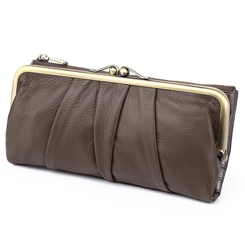Unishow Genuine Leather Women Wallet Long Clip Women Purse Clutch Brand Designer Cow Leather Ladies Wallet Female Phone Purse