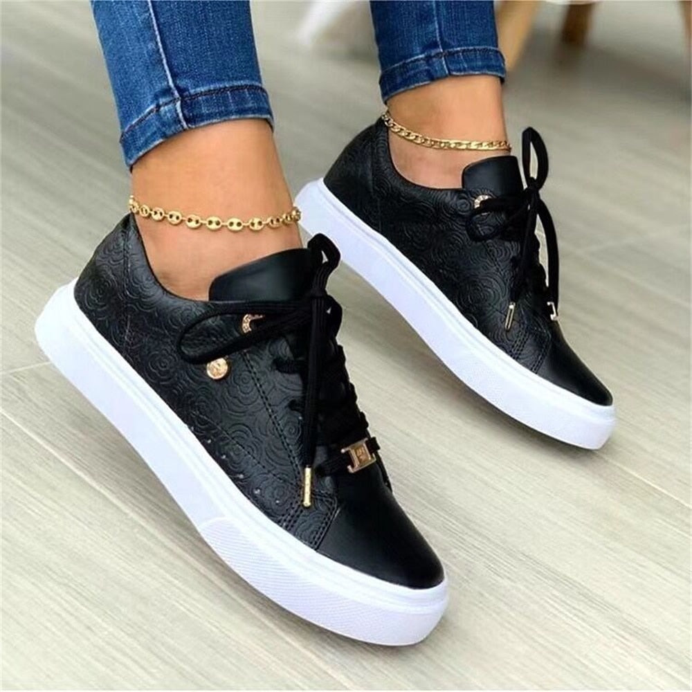 Women&#39;s Sports Shoes 2023 Spring New Breathable Ladies Lace Up Casual Vulcanized Shoes Running Walking Trendy Sneakers 36-43
