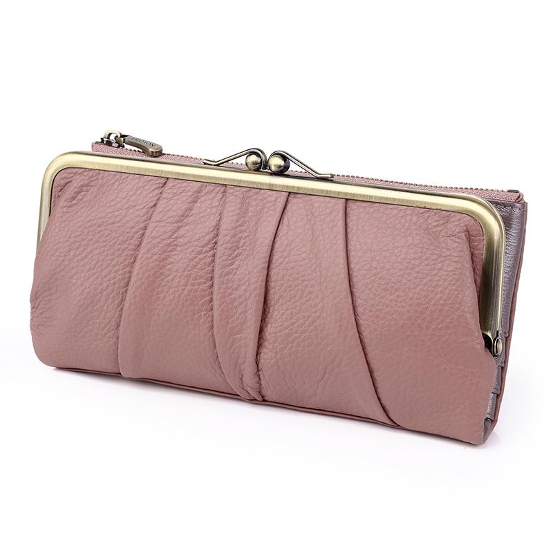 Unishow Genuine Leather Women Wallet Long Clip Women Purse Clutch Brand Designer Cow Leather Ladies Wallet Female Phone Purse