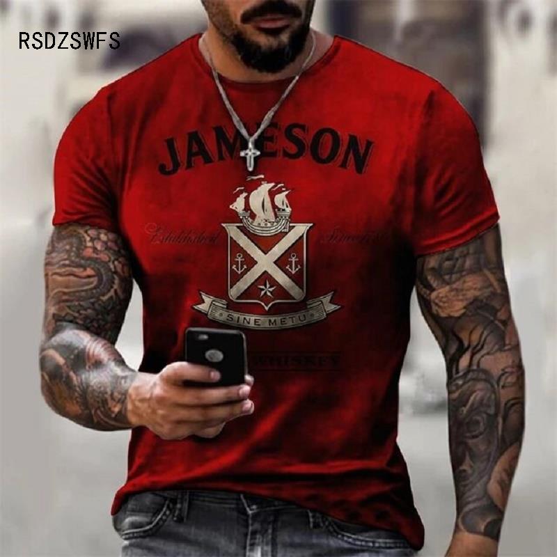 Summer Men&#39;s T-Shirt Street Personalized Fashion Blue LetterPrint  3D Clothes Large Size Mens
