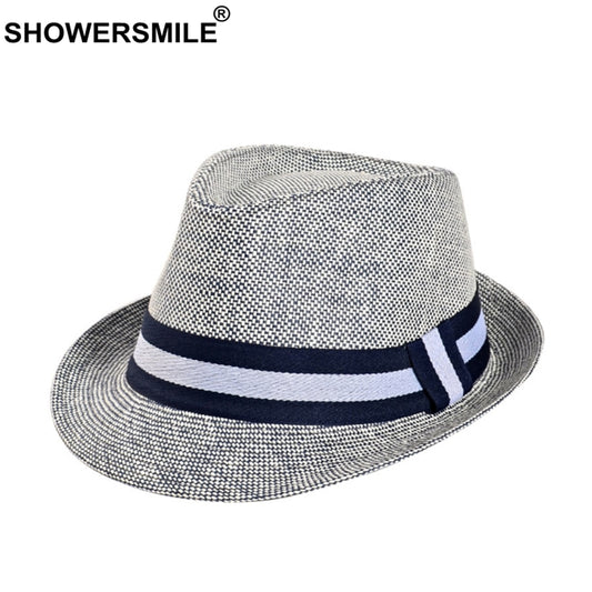 SHOWERSMILE grey jazz Hats men classic patchwork