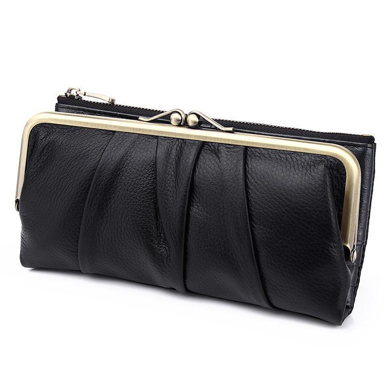 Unishow Genuine Leather Women Wallet Long Clip Women Purse Clutch Brand Designer Cow Leather Ladies Wallet Female Phone Purse