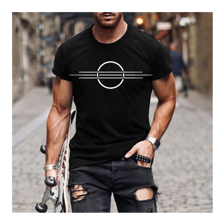 Summer European and American Style Men's Clothing Casual Minimalist Inst Short Sleeve