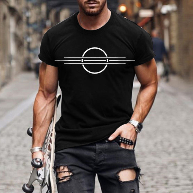 Summer European and American Style Men's Clothing Casual Minimalist Inst Short Sleeve