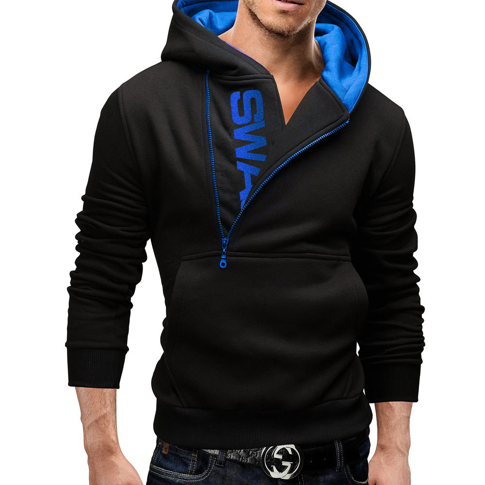European and American-Style Side Zipper Letter Printed Fleece Casual Sweatshirt