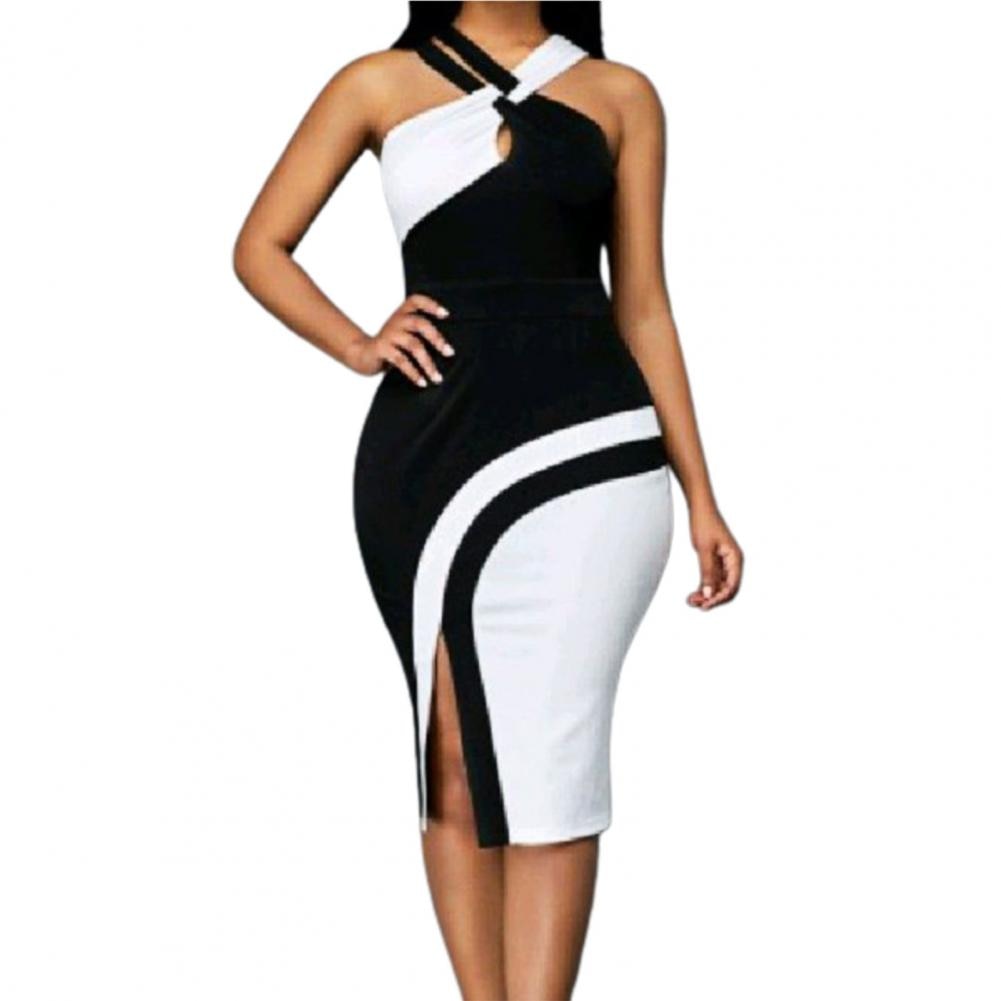 Plus Size Elegant Women Dress Patchwork Flower Print Contrast Color Sexy Summer Sheath Dress for Parties