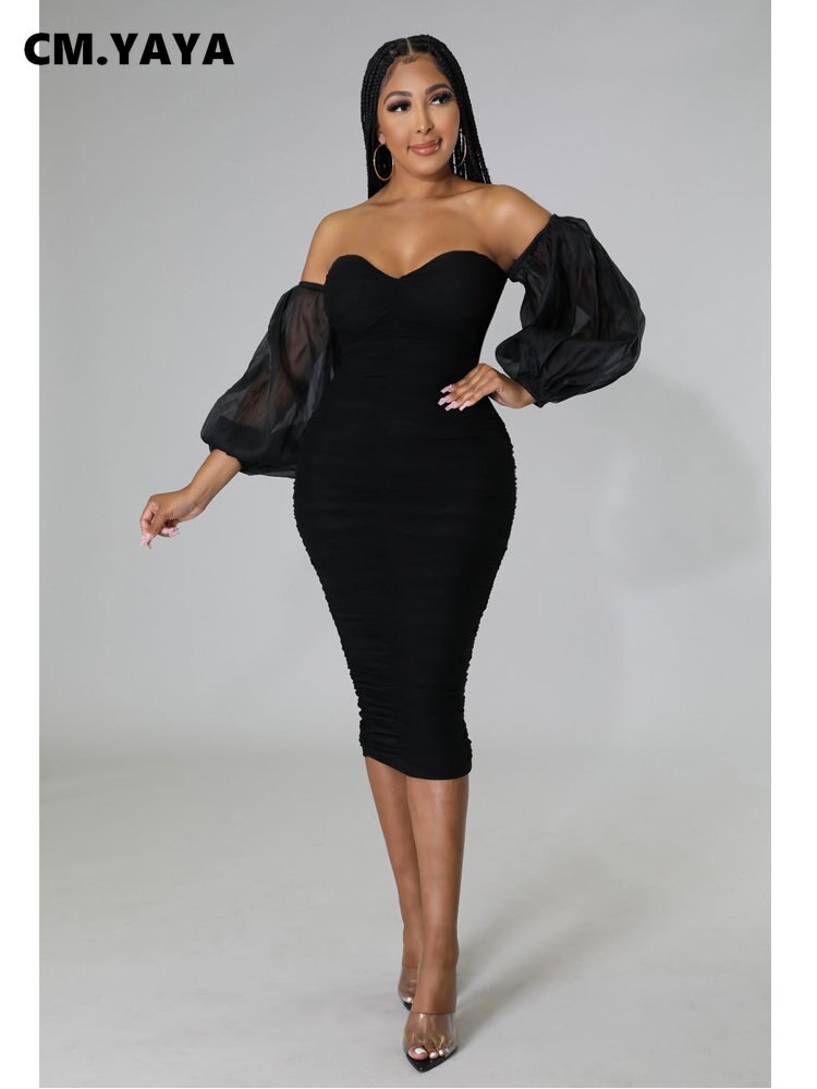 CM.YAYA Women Elegant Off Shouder Sweeheart