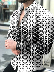 Summer Men's Clothing Fashion Casual Triangle print Long-Sleeve