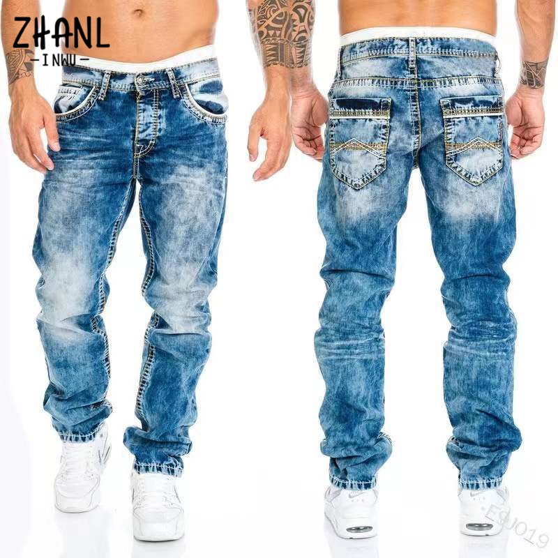 Straight Jeans Man Vintage Wash Denim pants Spring baggy Jeans men Cacual Designer