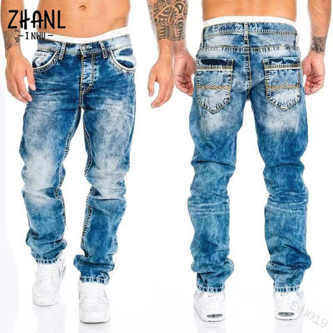 Straight Jeans Man Vintage Wash Denim pants Spring baggy Jeans men Cacual Designer