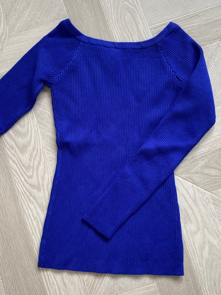 Women's Knitted Jacket Sweater Jumper Korean Style Sweaters Women Invierno 2022 Pullover Slash Neck Swetry Damskie Pull Femme