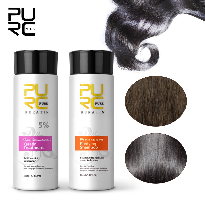 Purc Brazilian Keratin Treatment Straightening Hair Repair And Straighten Damage Hair Products + Purifying Shampoo Hair Care Set