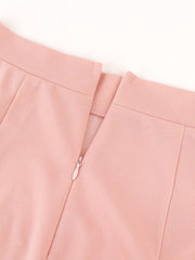 Women Mermaid Skirt High Waist Pink Trumpet Flare Fishtail Sheath Stylish Ruffles Elegant Party Event Elastic Classy Jupes Falad