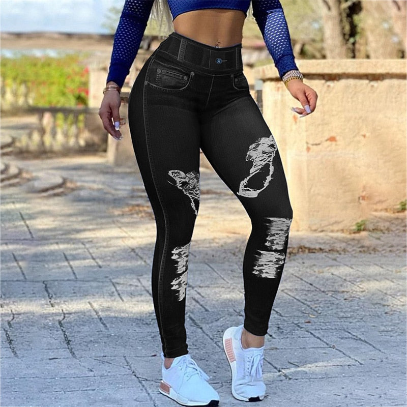 Women&#39;s Pants 2022 Autumn Fashion High Waist Camouflage Slim Pants Button Stitching Casual Skinny Long Leggings