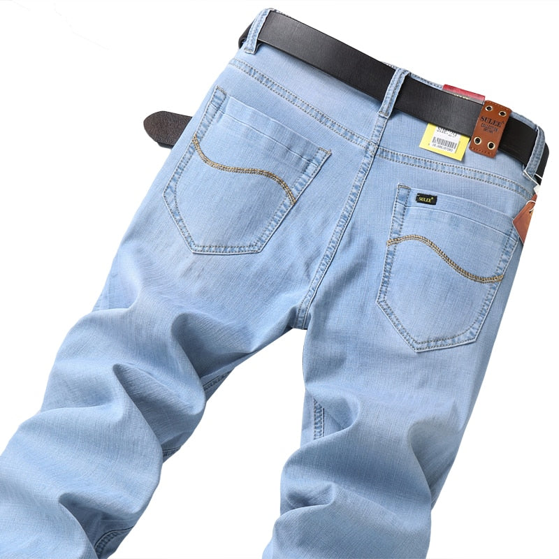 SULEE Brand 2022 New Fashion Utr Thin Light Men's Casual Summer Pants  Style Jeans Skinny  Trousers Tight Pants Solid Colors