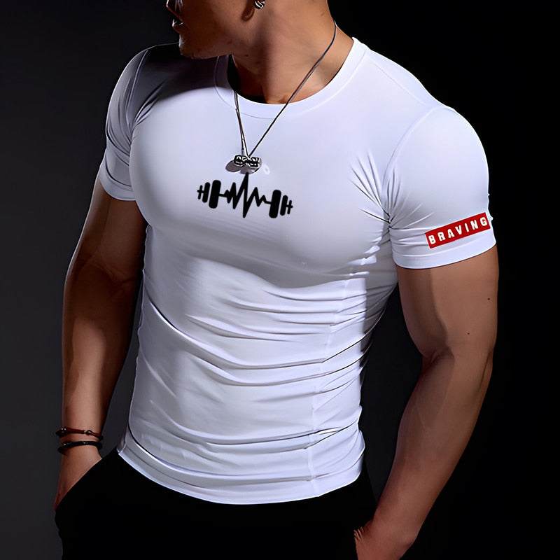 Summerwear Gym Muscle Fitness Clothing Short-Sleeved Quick-Drying Training Running Exercise Stretch Tights Men&#39;s Sports T-Shirt