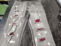 Fashion Men Jeans Knee Hole Ripped Stretch Skinny Denim Pants Solid Color Autumn Summer Hip-Hop Style Slim Fit Trousers