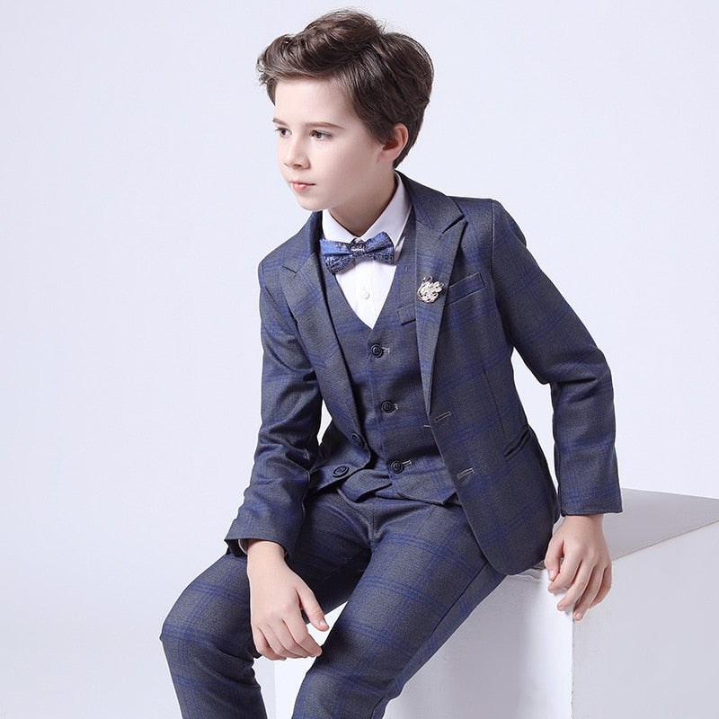 Top Quality Boys Formal Suit Ceremony Wedding Campus Student Tuxedo Dress Gentleman Kids Costume Children&#39;s Blazer Clothing Set
