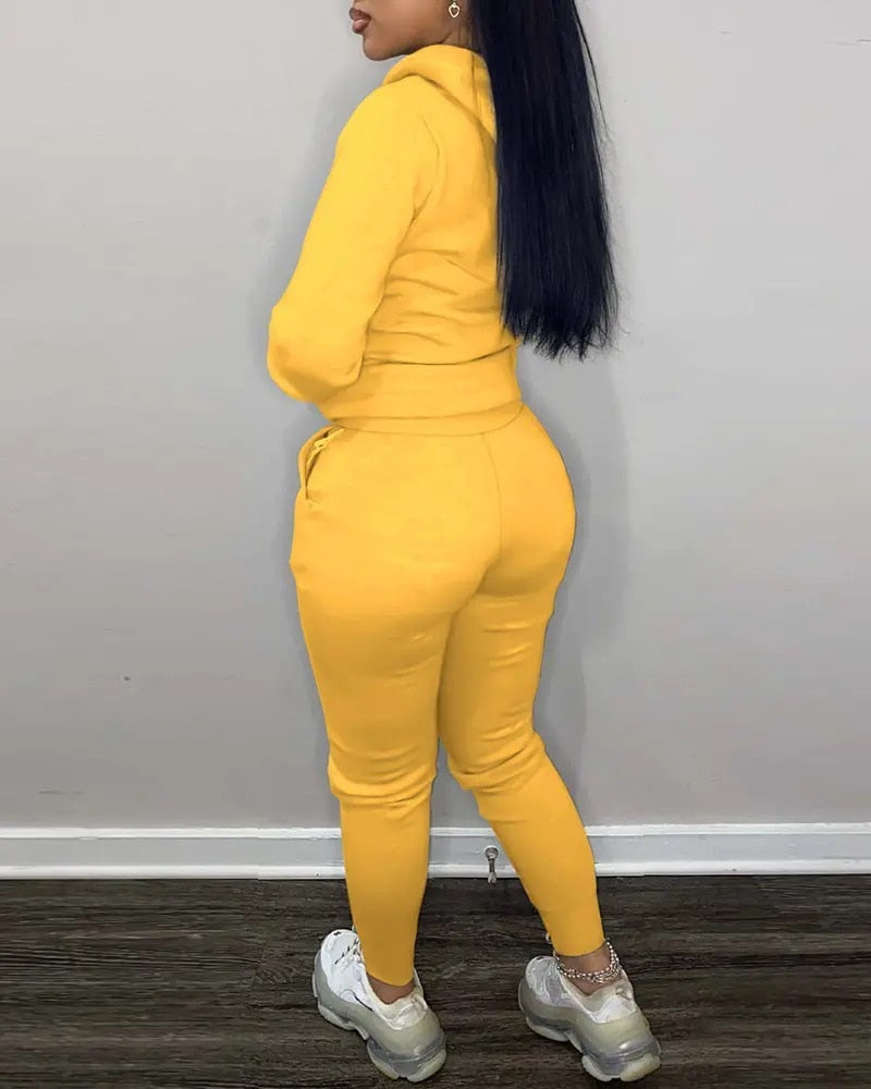 Women Two Piece Outfits 2022 New Casual Hooded Tops Fashion Hooded Printed Trousers Suit Sweater Wholesale Female Clotheing