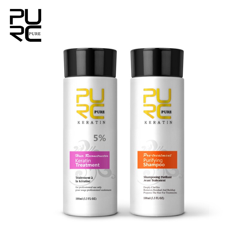 Purc Brazilian Keratin Treatment Straightening Hair Repair And Straighten Damage Hair Products + Purifying Shampoo Hair Care Set