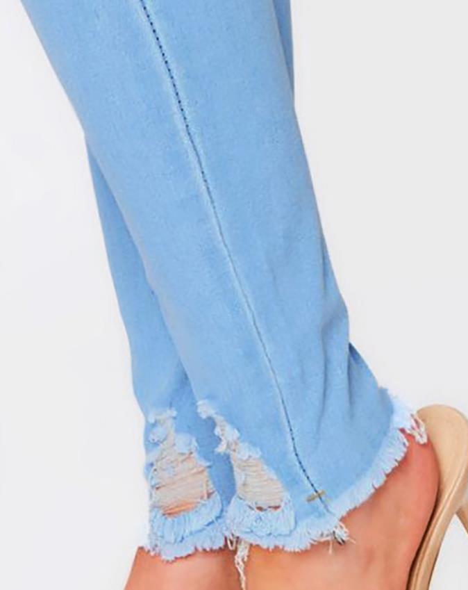 Women&#39;s Jeans 2022 Trend Autumn Fashion High Waist Buttoned Cutout Ripped Casual Skinny Plain Pocket Design Daily Long Jeans