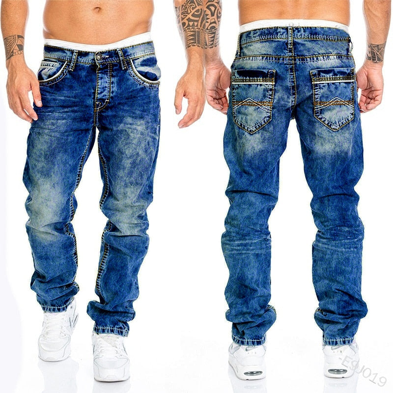 Straight Jeans Man Vintage Wash Denim pants Spring baggy Jeans men Cacual Designer