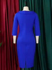 Women White Bodycon Dress Classy Three Quater Sleeves V Neck Sheath Elegant Office Ladies Autumn Fall Fashion Female Large Size