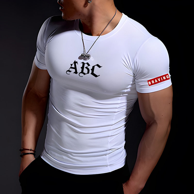 Summerwear Gym Muscle Fitness Clothing Short-Sleeved Quick-Drying Training Running Exercise Stretch Tights Men&#39;s Sports T-Shirt